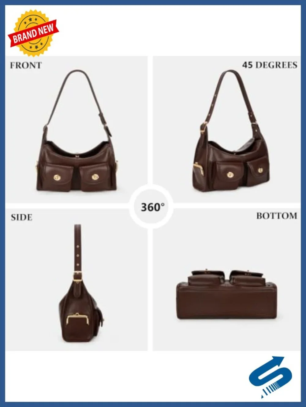 Turn Lock Hobo Shoulder Bag Women Faux Leather Tote Crossbody Work
